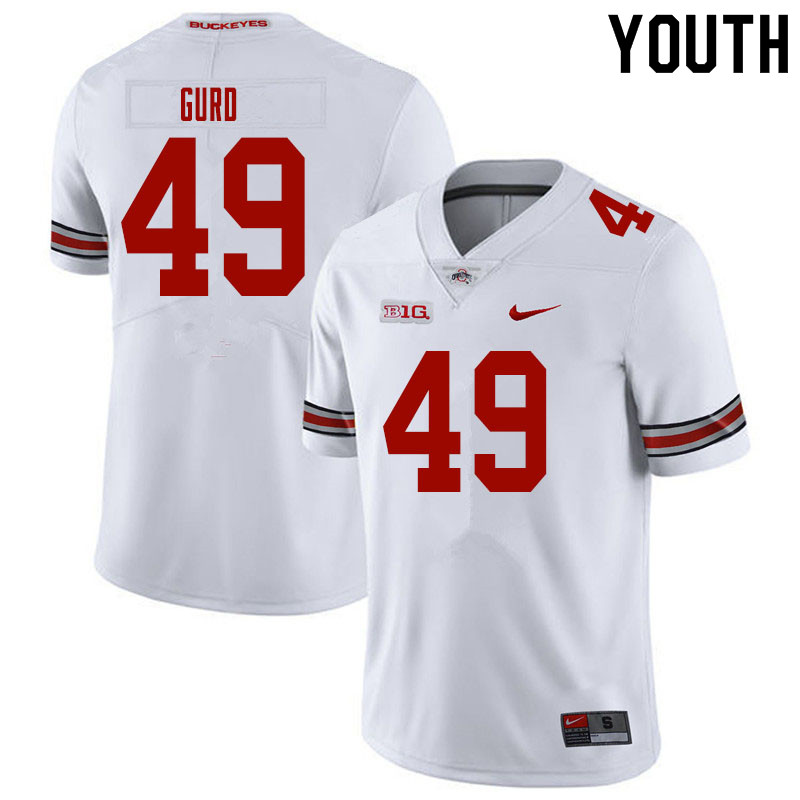Ohio State Buckeyes Patrick Gurd Youth #49 White Authentic Stitched College Football Jersey